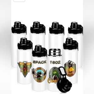 8Pcs 18 Oz Sublimation Sports Water Bottle Blank Stainless Steel Vacuum Flask